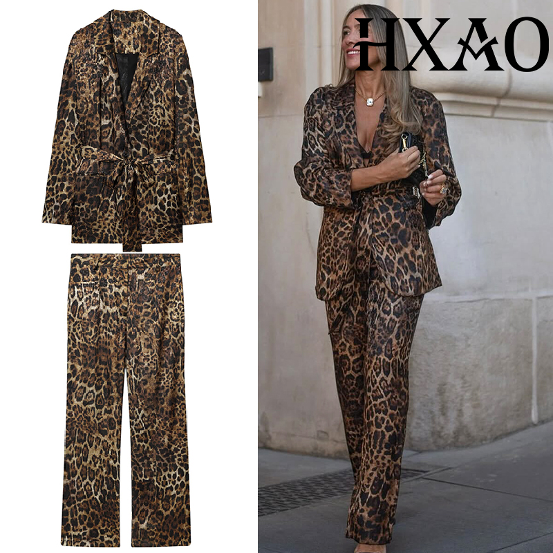 Vintage Trench Coat - HXAO ليوبارد السراويل مجموعات 2 قطعة