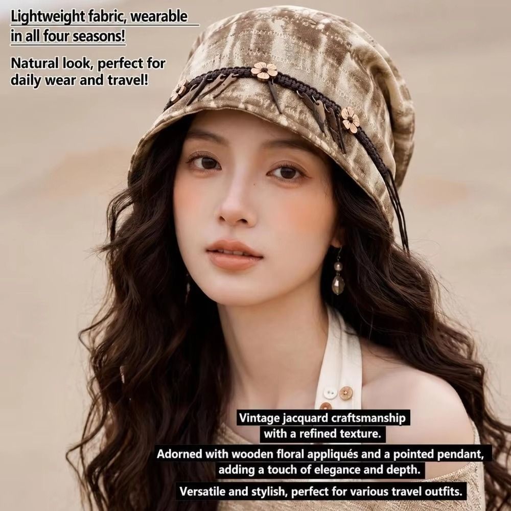 Vintage Fashion Bloggers - قبعة بيني عرقية بتصميم عتيق وشراشيب