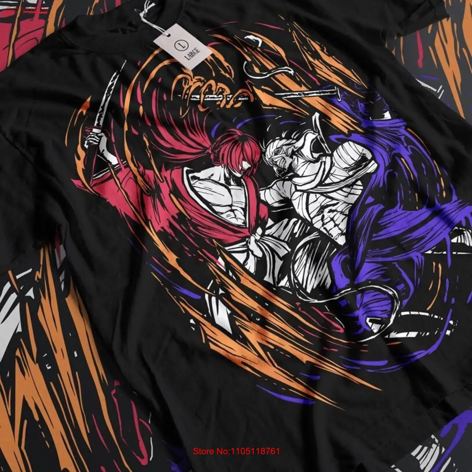 Vintage Fashion Art - تي شيرت Rurouni Kenshin Samurai Himura
