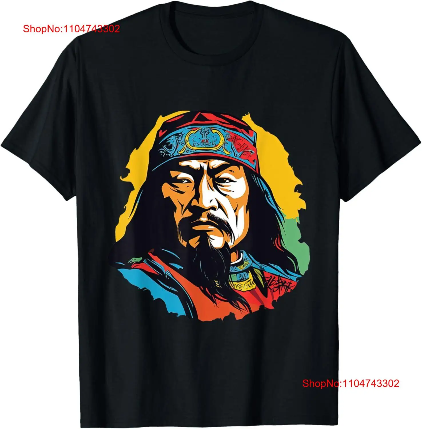 Vintage Fashion Art - تي شيرت Genghis Khan Pop Art