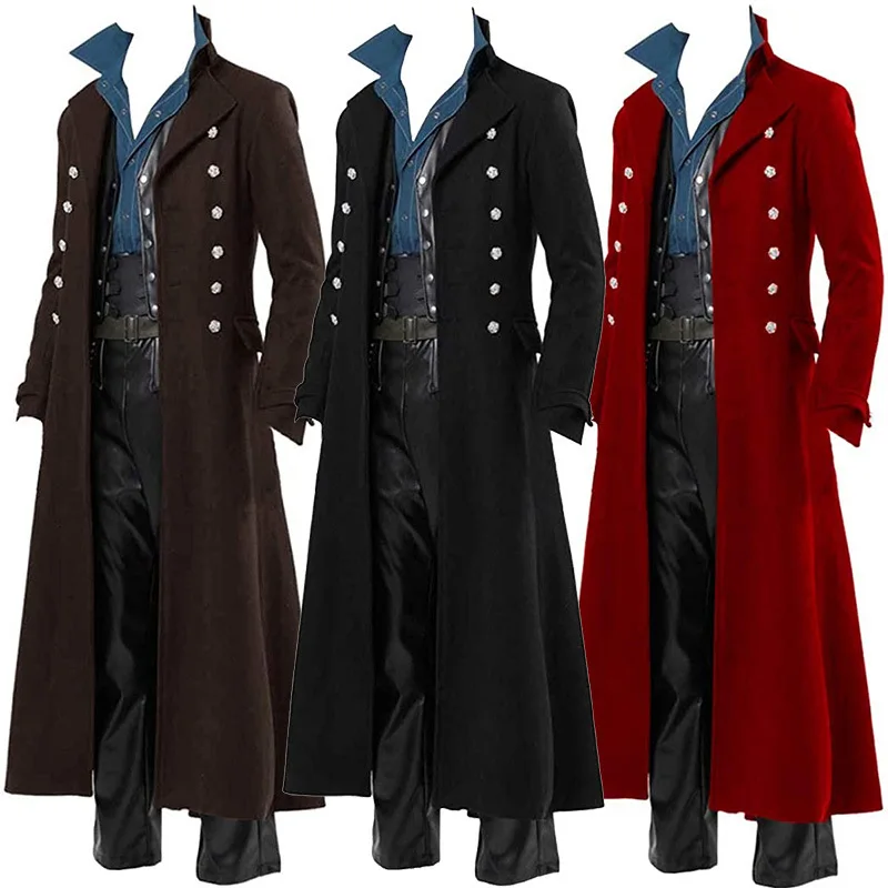 Vintage Trench Coat - زي قرصان للرجال من العصور الوسطى،