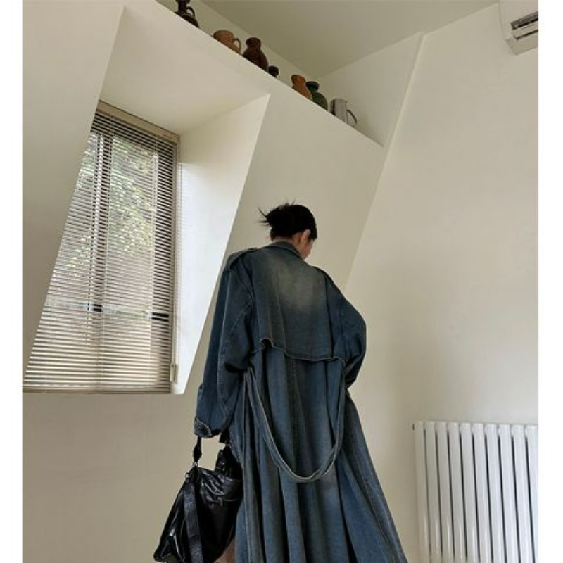 معطف ترنش من الدنيم المغسول عل - مراجعة Vintage Trench Coat وسعره