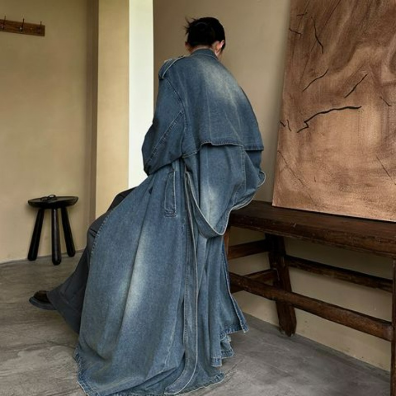 معطف ترنش من الدنيم المغسول عل - مراجعة Vintage Trench Coat وسعره