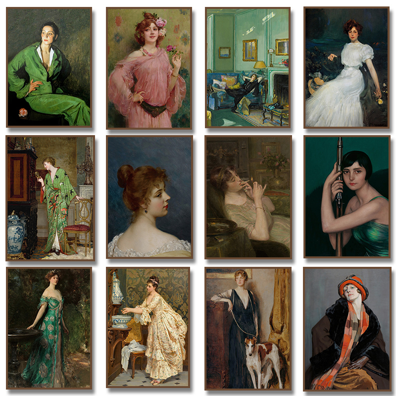 لوحة فنية تصور نساء من عصر الن - مراجعة Vintage Fashion Art وسعره